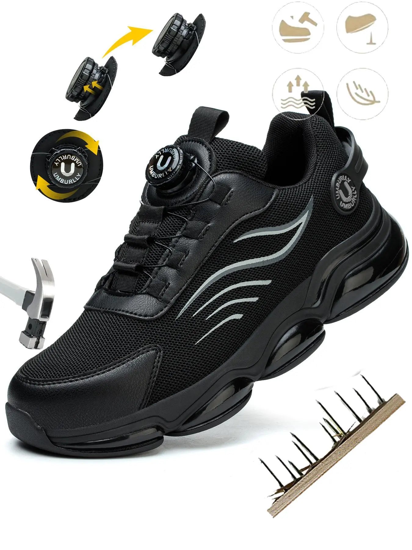 Men'S Safety Shoes Steel Toe Kevlar Anti-Puncture, Casual Low Top Work Boots for Spring & Fall, Industrial Outdoor Construction Worker Footwear